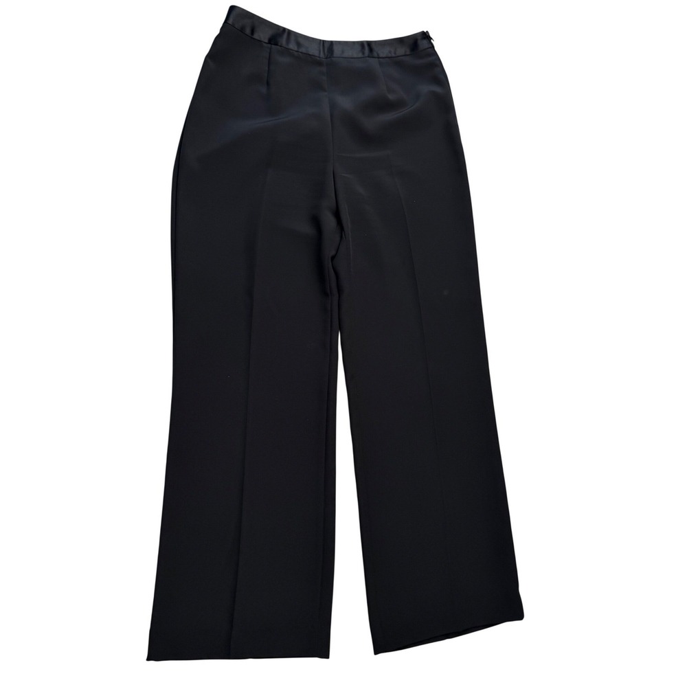 Cleo Petites Dress Pant Black Wide Leg Satin Waistband Quiet Luxury Office 8P